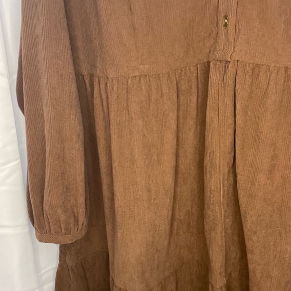 Umgee Brown Corduroy Tiered Dress /Tunic Babydoll Lg - Picture 3 of 7
